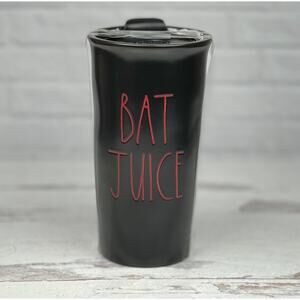 Rae Dunn Black Bat Juice Travel Tumbler Coffee Mug Halloween New